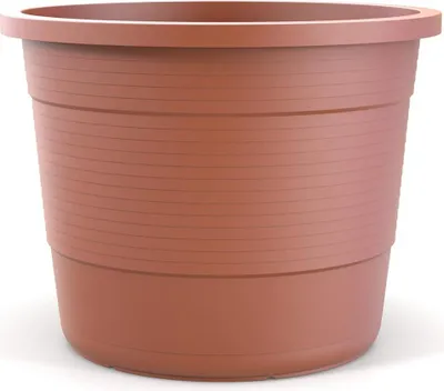 A terracotta-colored planter pot is shown against a white background.