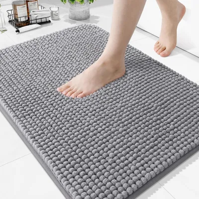 Obrázek produktu pro Koupelnová rohož z mikrovlákna, extra silná, 51x76 cm, šedá, protiskluzová, savá, vhodná do pračky