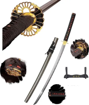 Image de Katana samouraï décoratif Tachi + support | décoration artisanale | saya laqué | Japan Deko DS077