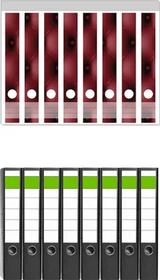 Produktbild von Wallario 8 Stück schmale Ordner inkl. Klebeetiketten mit Motive Rote Ledertür -  Set mit Rückenschildern / Ordnerrücken Stickern