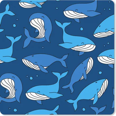 Produktbild von MuchoWow® Mauspad Mousepad Wal - Muster - Tiere 20x20 cm - Mousepads - Maus Mat - Pad - Mausunterlage - Desk Mat - Bureauartikeln