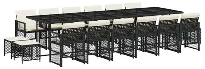 Produktbild von vidaXL 17-tlg. Garten-Essgruppe mit Kissen Schwarz Poly Rattan