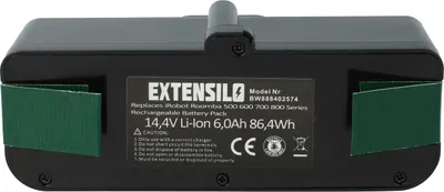 Produktbild von EXTENSILO Akku kompatibel mit iRobot Roomba 965, 985, 980, 960, Series 800, Series 600, Series 900 Staubsauger (6000 mAh, 14,4 V, Li-Ion)