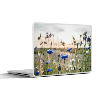 Produktbild von MuchoWow® Laptop Aufkleber Sticker Cover Blumen - Sommer - Kornblume - Blau - Sonne - Wolken 25x18 cm - Laptop-Deko