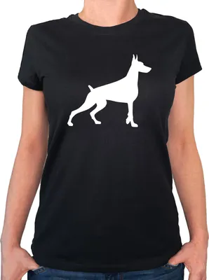 Produktbild von Huuraa Damen T-Shirt Dobermann Silhouette L Black Bio Baumwolle Fairtrade Damenshirt Geschenkidee