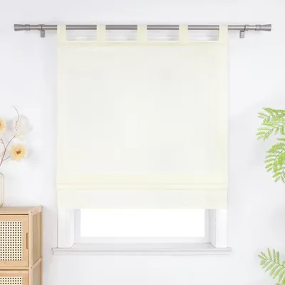 Produktbild von Joyswahl Raffrollo mit Schlaufen Modern Raffgardinen Fensterrollo Halbtransparent Rollo Küche Wohnzimmer Uni Beige HxB: 140x60cm 1 Stück