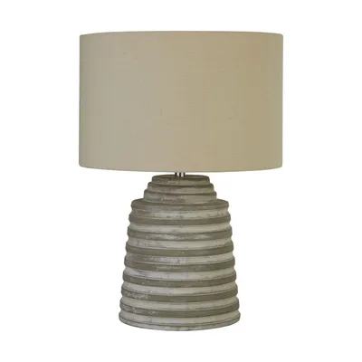 Produktbild von Nachttischleuchte Beton Stoff E14 rund D: 30 cm 43 cm Grau Modern Tischlampe