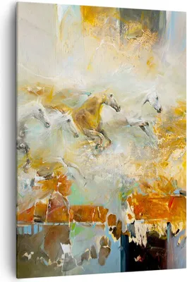 Produktbild von Bild auf Leinwand - Leinwandbild - Einteilig - Pferde Galopp Modern - 70x100cm - Wand Bild - Wanddeko - Wandbilder - Leinwanddruck - Wanddekoration - Leinwand bilder - Wandbild - PA70x100-4506