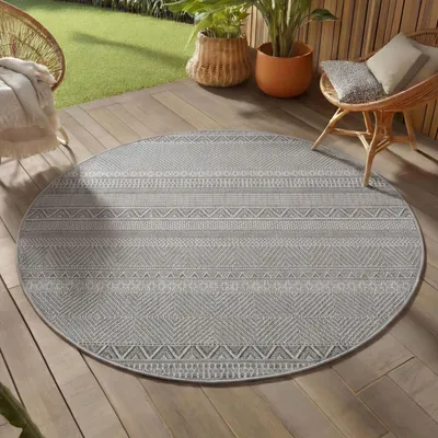 Immagine prodotto di Carpetsale24 Tappeto da Esterno Impermeabile e Resistente ai Raggi UV Ideale per Cucina Balcone Terrazza Giardino Soggiorno Dimensioni: 80 cm Rotondo