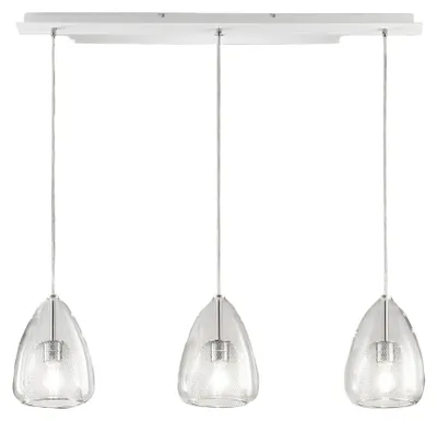 Zdjęcie produktu dla Lampa wisząca Britton z metalu i przezroczystego szkła borokrzemianowego, gniazdo E27, 3 x 40 W, nowoczesny i elegancki design do wnętrz, IP20