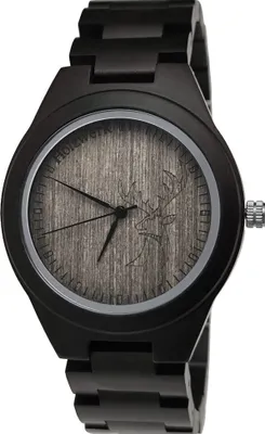 Produktbild von Holzwerk HIRSCHTHAL Damen & Herren Holz Armband Uhr, Hirsch Logo, schwarz, grau