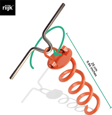 Produktbild von Bodenanker mit Eindrehhilfe, starke 1cm Ø Stahl Erdanker für Trampolin und Schaukel, 1 Stück + Eindreh-Hilfe, Spielturm Anker in Signalfarbe, Erdnagel, Hering