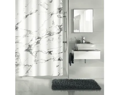 Zdjęcie produktu dla Zasłona prysznicowa Kleine Wolke Marble antracytowa tekstylna 180 x 200 cm