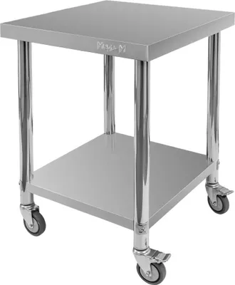 Zdjęcie produktu dla Kuchenny stół gastronomiczny ze stali nierdzewnej centralny z półką na kółkach Mega-M X STANDARD 60x60x85 cm
