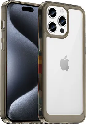 Produktbild von iPhone 15 Pro Max Hülle, Klar Rückseite Stoßfeste TPU Silikon Bumper Schutzhülle für iPhone 15 Pro Max Grau