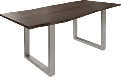 Image de MASSIVMOEBEL24 | Table à manger 180x90 Acacia laqué Gris taupe / Gris mat FREEFORM