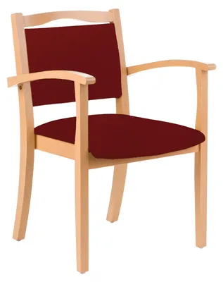 Produktbild von 4-Fußstuhl Holzstuhl mit Armlehnen Alexander Seniorenstuhl Pflegestuhl.Farbe:Kunstleder Dolaro Bordeaux