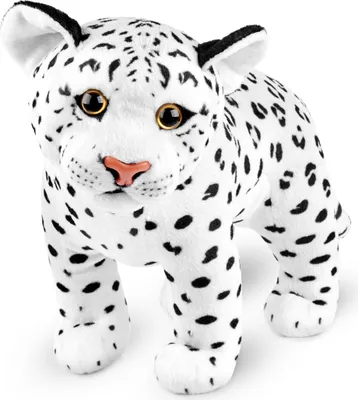 Immagine prodotto di BRUBAKER Leopardo in peluche - Peluche da 30 cm - Peluche per bambini - Peluche per bambini, bianco