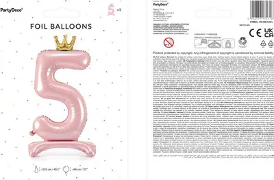 Produktbild von Folien-Standballon Zahl "5", 84 cm, hellrosa