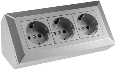 Produktbild von 3-fach Steckdosenblock, silber