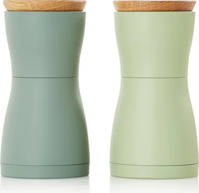 Image de AdHoc MP129 Set moulin à sel et moulin à poivre Twin Dark Green & Light Green, plastique | bois de chêne