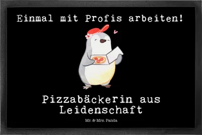 Produktbild von Mr. & Mrs. Panda Fussmatte Pizzabäckerin Leidenschaft 50 x 75 cm - Schwarz - Geschenk, Pizzabringdienst, Schmutzfangmatte, Lustig, Witzig, Schmutzmatte, Pizzabotin