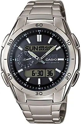 A close-up studio shot of a men's wristwatch.