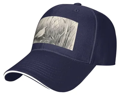 Productafbeelding van Baseballcap met grassen en duivenprint - Donkerblauw