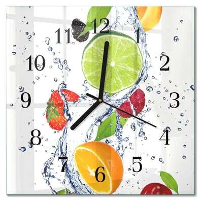Produktbild von Tulup Glasuhr Wanduhr Küchenuhr Echt-Glas 30x30 cm Modern Dekorativ Geräuschlos Schwarzen Zeigern - Früchte Zitrone