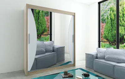 Image de MINIO Armoire 180 cm MONACO Chêne Sonoma / Blanc