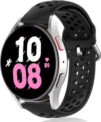 Produktbild von Strap-it Samsung Galaxy Watch 5 - 44mm Silikonarmband mit Löchern (Schwarz)