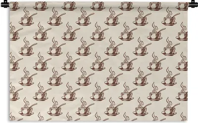 Produktbild von MuchoWow® Wandteppich Wandbehang Muster - Vintage - Kaffee 150x100 cm Tapisserie Dekoration Wandtuch - Waschbar - Tapisserien - Wand-Decke