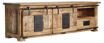Immagine prodotto di MASSIVMOEBEL24 | Mobile TV RAILWAY #101 in legno di Mango – Laccato Naturale 160x45x50
