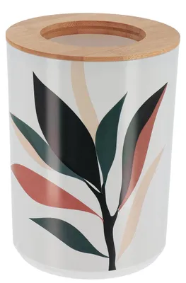 Produktbild von Bedruckter pp abfalleimer mit bambusdeckel 5l - bukolisch - Tendance