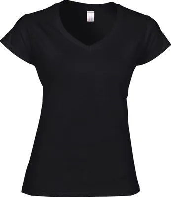 Produktbild von Gildan Damen Kurzarm T-Shirt mit V-Ausschnitt BC491 (L) (Schwarz)