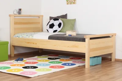 Produktbild von Kinderbett / Jugendbett Kiefer Vollholz massiv natur 70 - Liegefläche 90 x 200 cm (B x L)