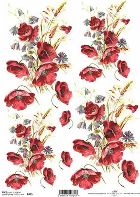 Produktbild von ITD Reispapier Decoupage Bastelpapier, Mohnblumen R0415
