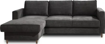 Image de Lisa Design Jake - canapé d'angle gauche - convertible avec coffre - 4 places - en velours côtelé , Gris foncé