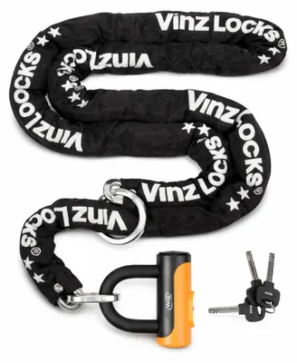 Produktbild von VINZ Tibba Kettenschloss ø8,3mm | ART 2 Zertifikat | Schloss für Fahrrad, E-Bike & hochwertiges Fahrrad & Fatbike | sicheres Fahrradschloss, durch Ring zusätzliche Reichweite, mit Loop | 90-200 cm (200cm)