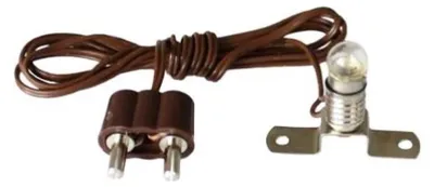 Produktbild von Glühbirne E5,5 mit Beleuchtungssockel 3,5V – Puppenhaus Beleuchtung, Kabel 60cm braun