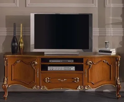 Produktbild von Casa Padrino Luxus Barock TV Schrank Braun / Gold - Handgefertigtes Massivholz Sideboard mit 2 Türen und Schublade - Barock Wohnzimmer Möbel - Luxus Qualität -  Italy