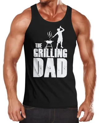 Produktbild von Herren Tanktop The Grillling Dad Griller Grill-Geschenk Papa Vatertag Fun-Shirt Parodie Spruch lustig Moonworks® schwarz M