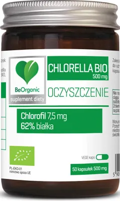 Produktbild von BE ORGANIC Chlorella 500 mg Grüne Mikroalge 50 Kapseln