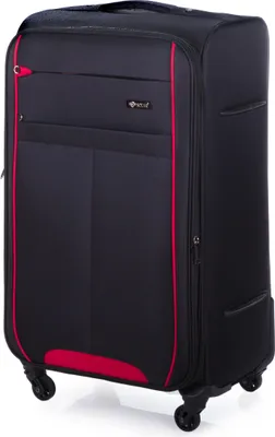 Produktbild von Solier Weichschalenkoffer Reisekoffer, Rollkoffer mit Zahlenschloss, Groß Reisetrolley M 55L schwarz-rot