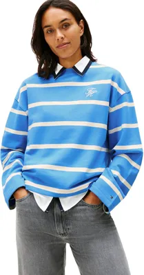 Produktbild von Tommy Hilfiger Damen Sweatshirt Script Modern mit Logo-Stickerei, Blau (Mesmeriz