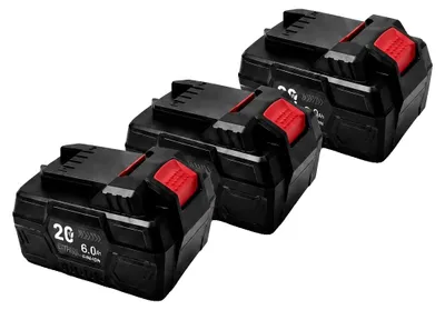 Zdjęcie produktu dla Akumulatory zamienne, pojemność 6000 mAh, akumulatory wielokrotnego ładowania, zestaw 3 sztuk, 20 V, 6,0 Ah
