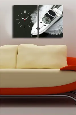 Produktbild von Opviq, 2P3040CS- CLA2629, Bunt, Wanduhren, 64 x 40 cm, 100% Wildleder -Leinwand