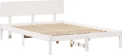 Obrázok produktu pre vidaXL Rám postele s čelom biely 150 x 200 cm z masívneho borovicového dreva