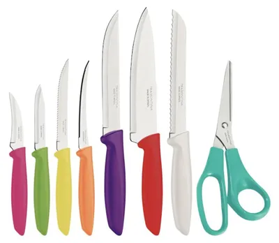 Küchenmesserset 8-teilig mit Schäl-, Tomaten-, Brot- und Kochmesser