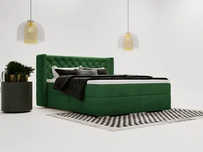 Produktbild von GrainGold Boxspringbett Lion 180x200 - Bett mit Matratze und Topper - Boxspringbett mit Bettkasten und Matratze - Boxspringbett Grün (Magic Velvet 2225)
